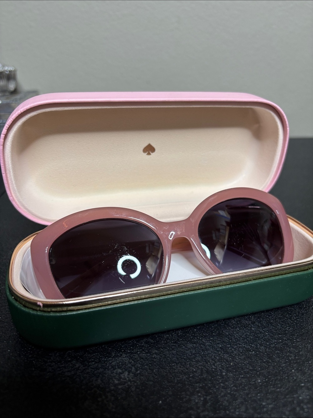 kate spade Blush Pink Sherrie Round Acetate Sunglasses Gradient Lenses in Box
